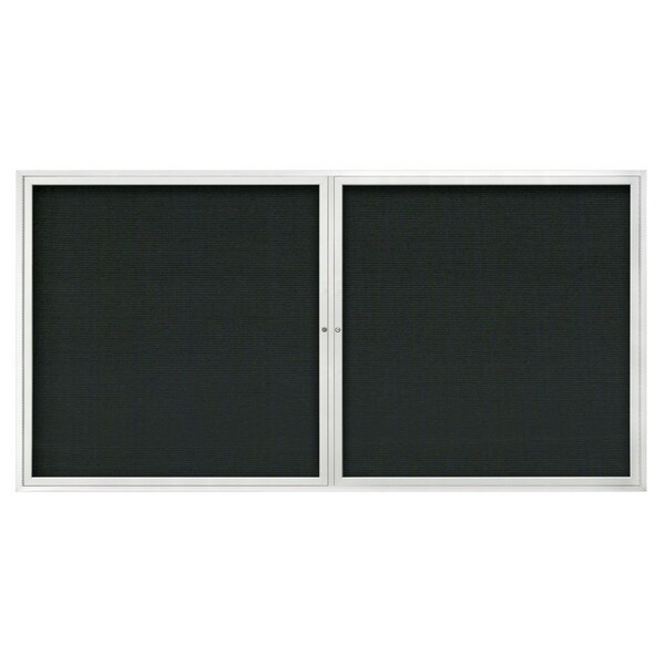 72"x36" 3-Door Enclosed Outdoor Letterboard, Black Felt/Satin